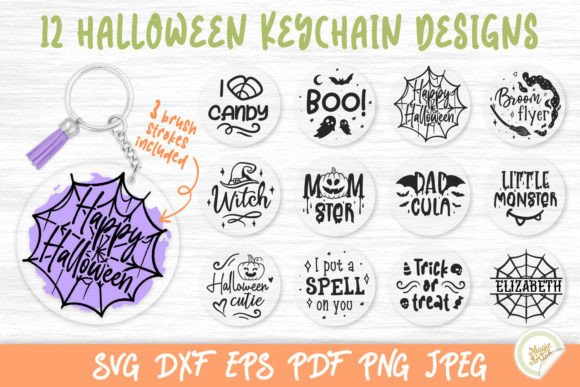 Halloween Keychain Bundle Graphics for Crafts